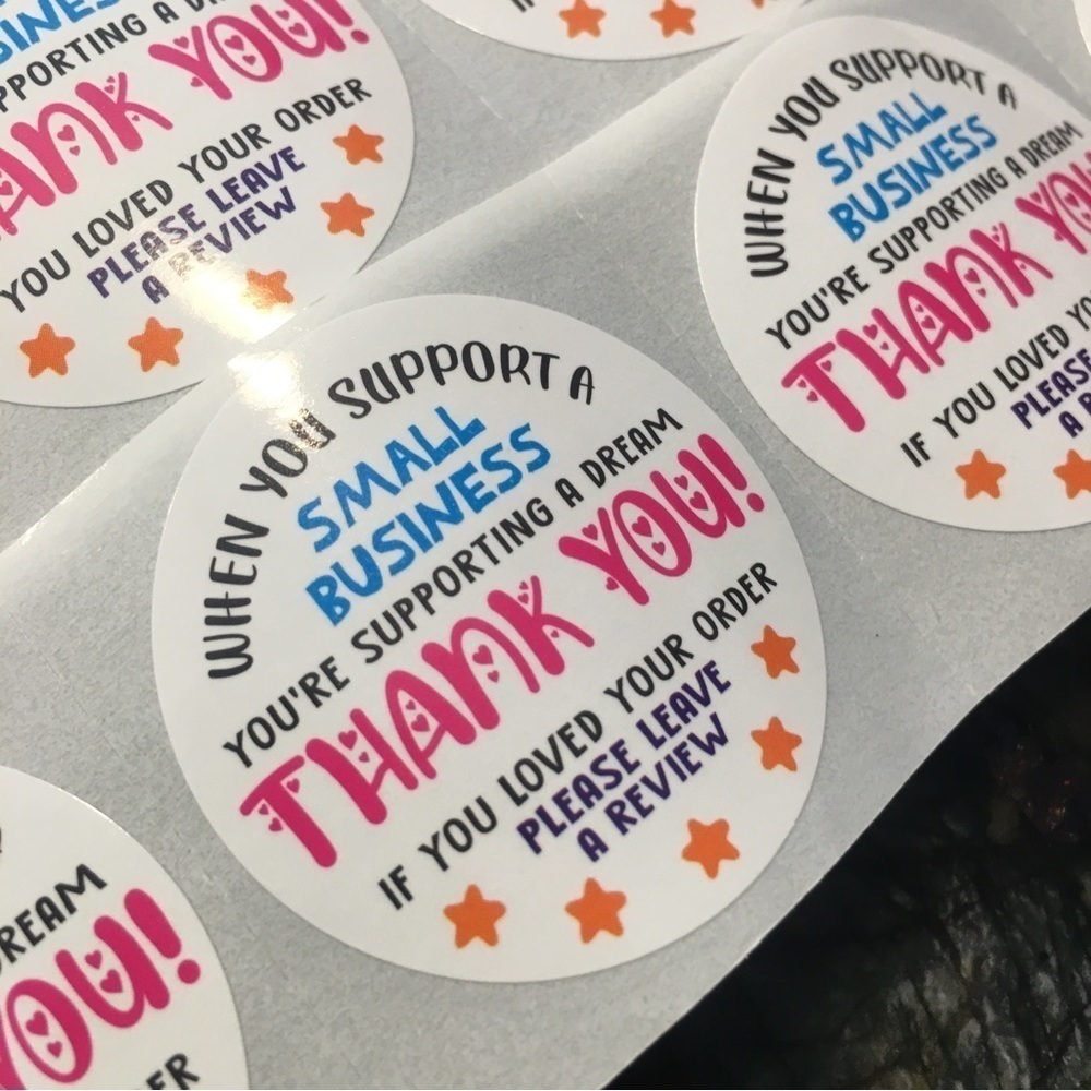50 Count - Thank You // Please Leave a Review” Stickers, Colorful, 1.5 inch